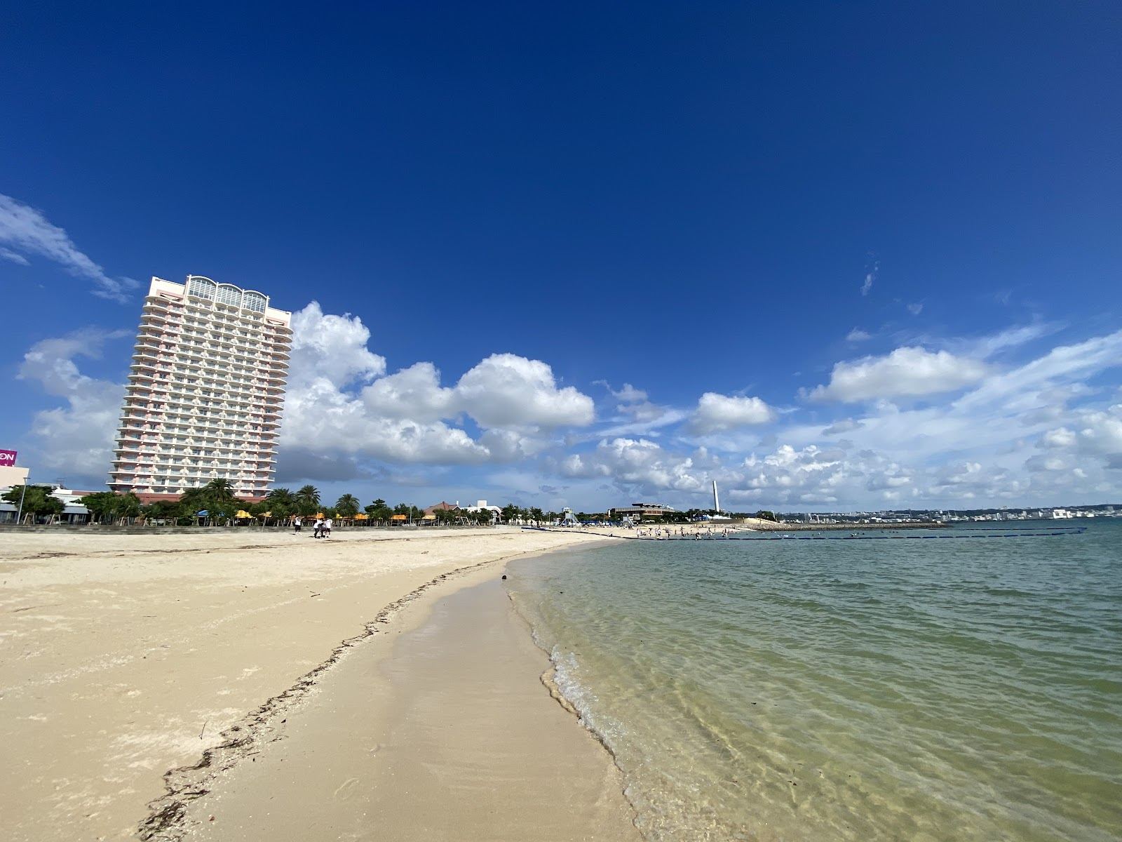 Sunset over the calm bay at Sunset Beach beside the American Village in Chatan, Okinawa