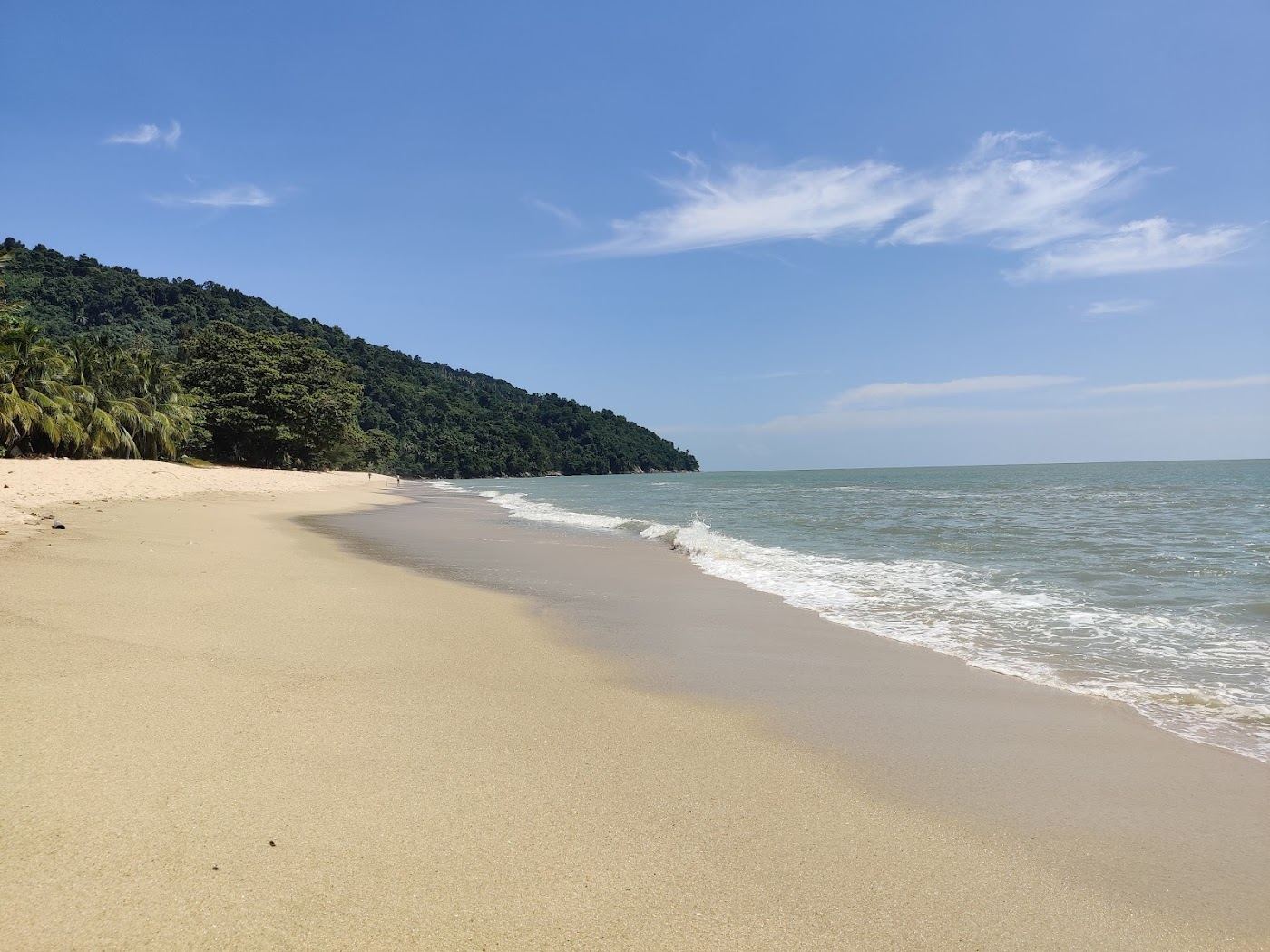 The long rural sand at Pasir Panjang Beach in Penang