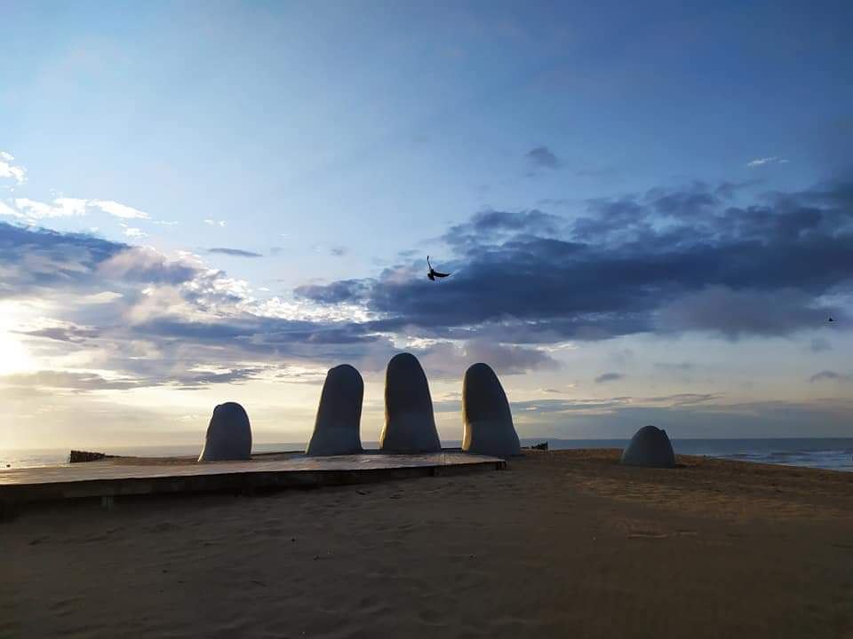 Golden sand and Atlantic surf at Playa Brava on the Punta del Este peninsula in Uruguay