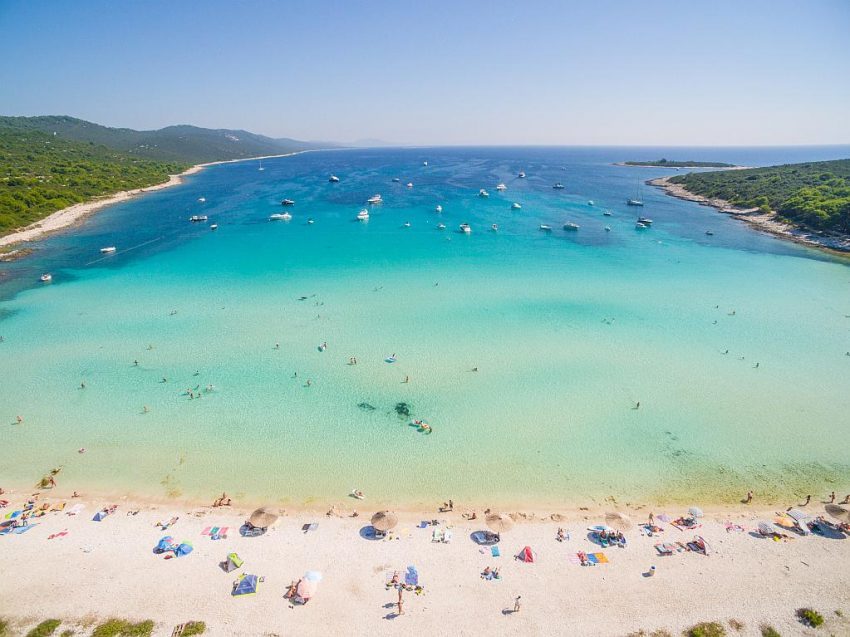 Sakarun shallow white sand bay on Dugi Otok on the Dalmatian Coast