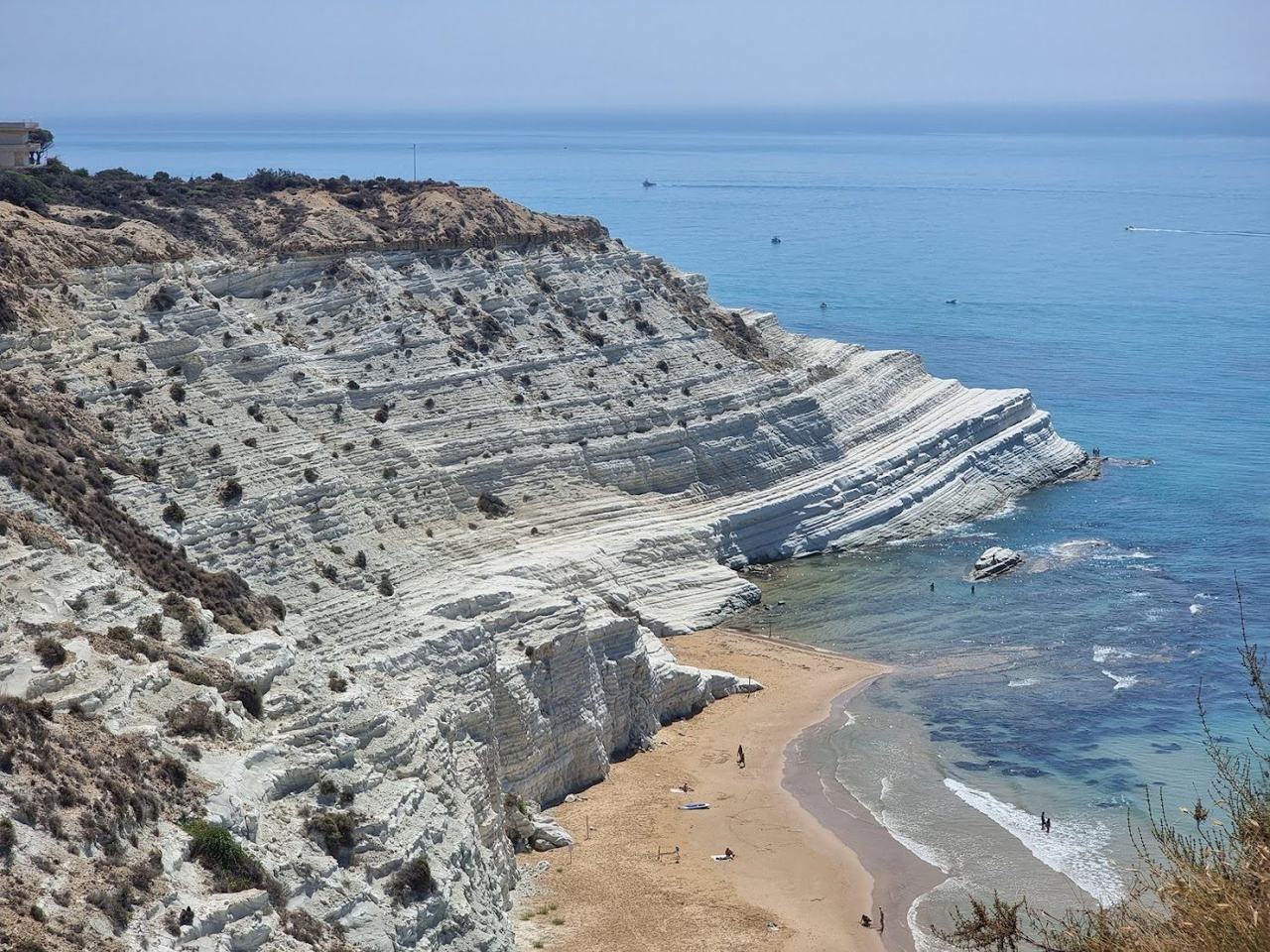 The white marl cliff of Scala dei Turchi stepping down to the sea near Agrigento Sicily
