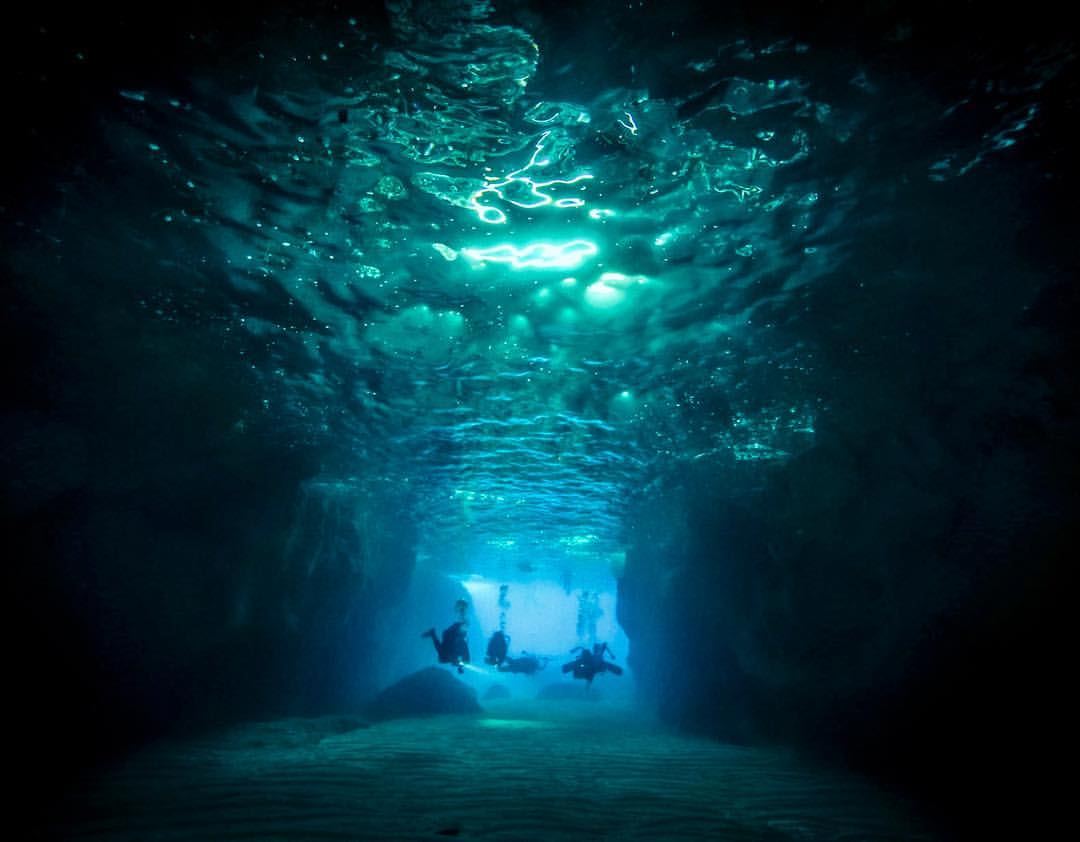 The dramatic underwater topography and clear water off Gozo in Malta