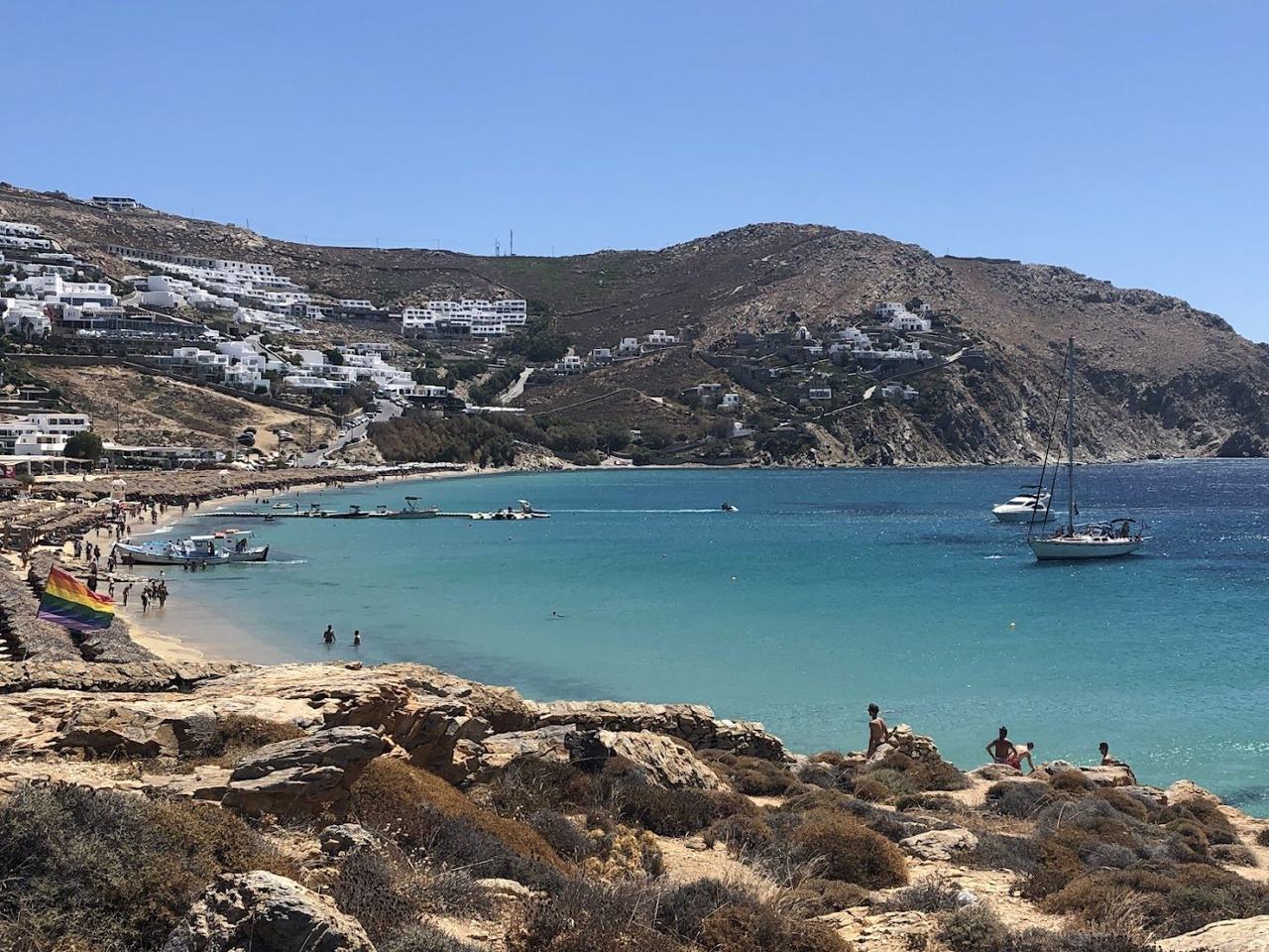 Warm sea and softer crowds, with the beach clubs still open and the meltemi easing.