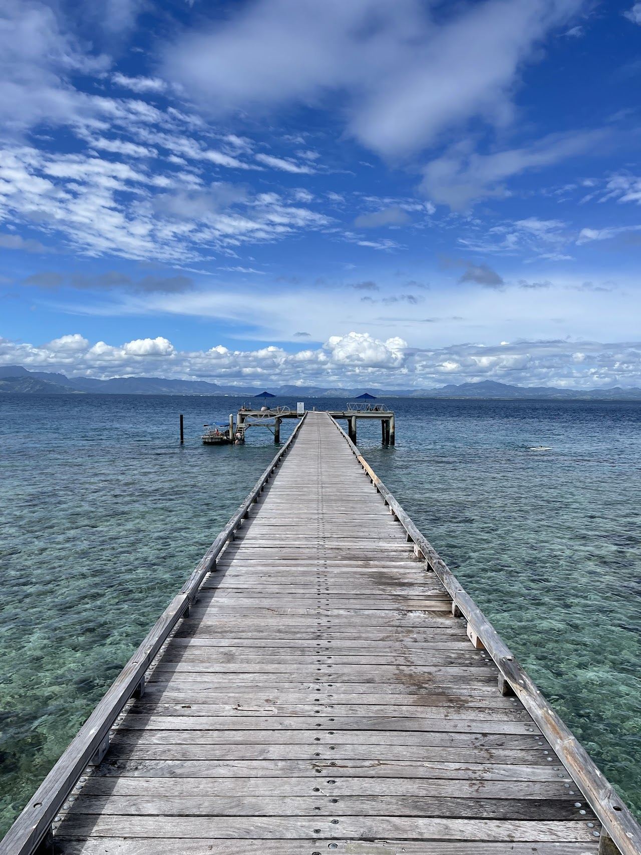 A soft coral reef and island resort beach in the Mamanuca Islands of Fiji