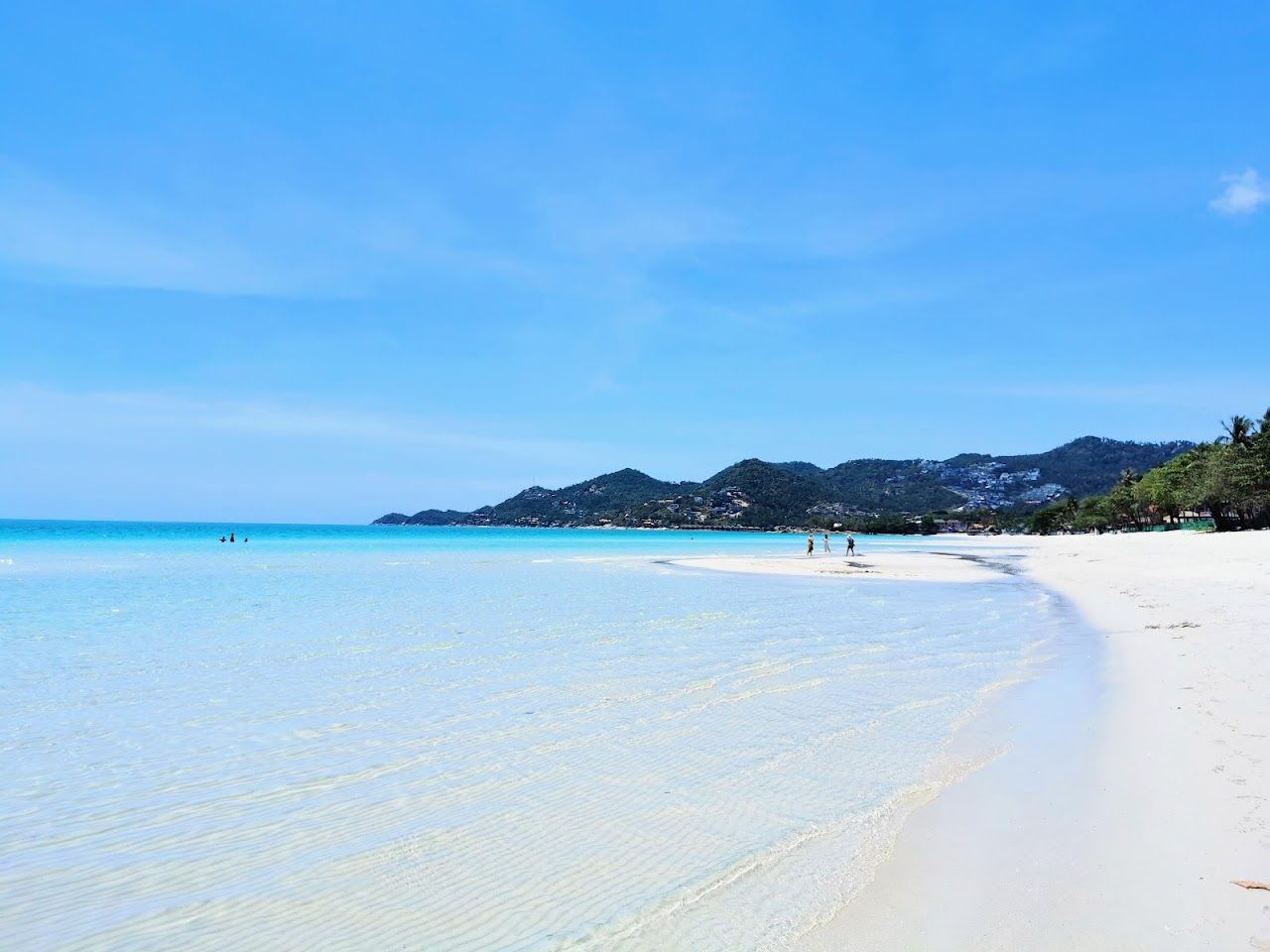 Palm fringed white sand at Chaweng Beach on Koh Samui, Thailand