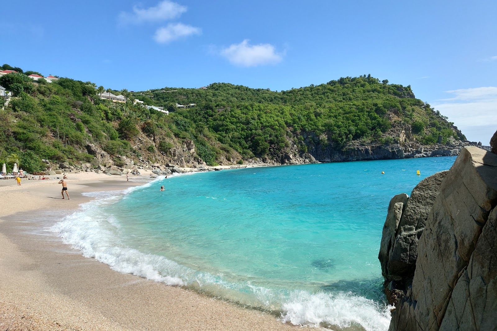 The tiny shells and clear sheltered water of Shell Beach just outside Gustavia on St Barths