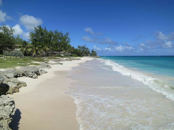 Steady cross shore wind and white caps over the water at Silver Sands Barbados