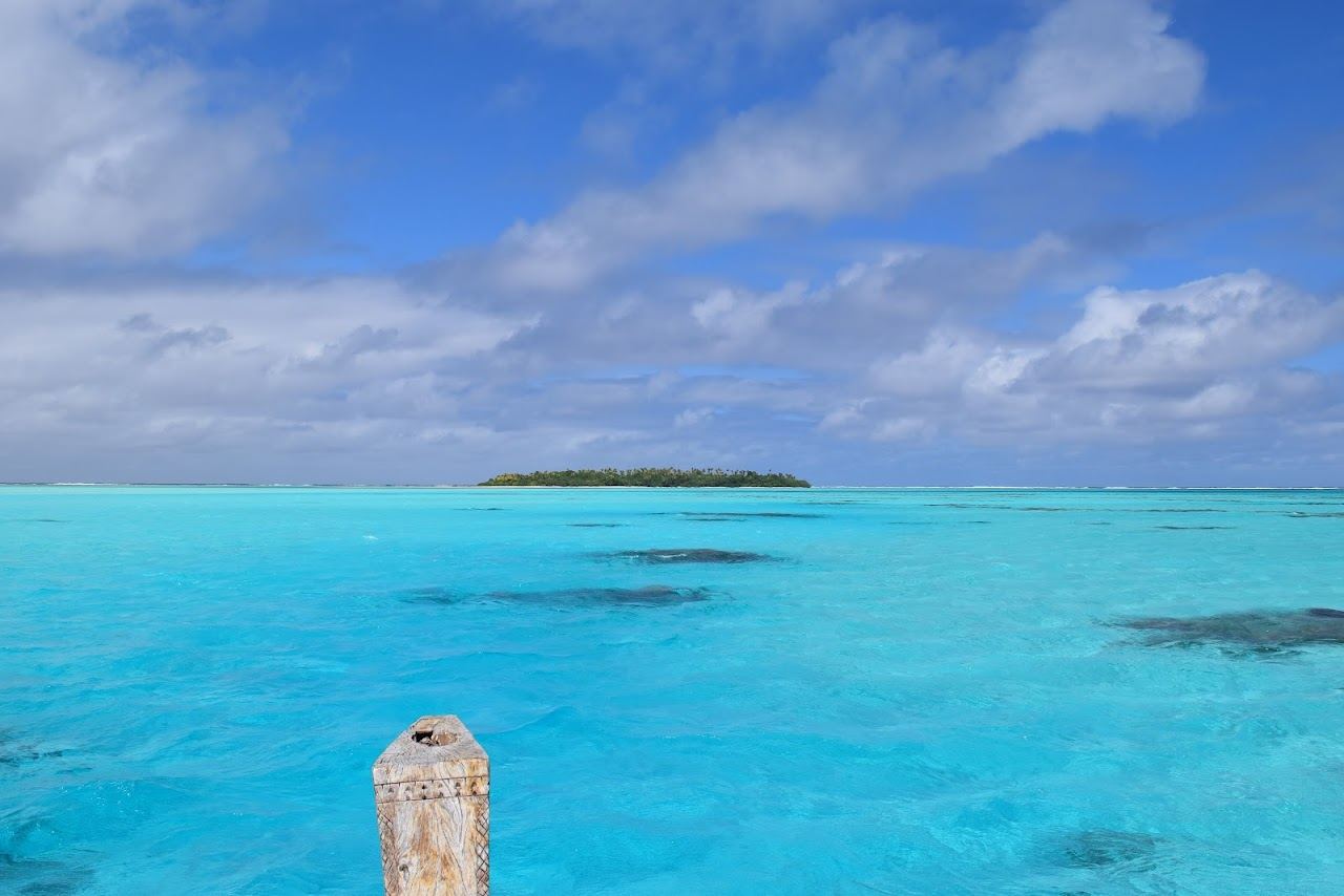The sandbar and clear lagoon of One Foot Island in Aitutaki