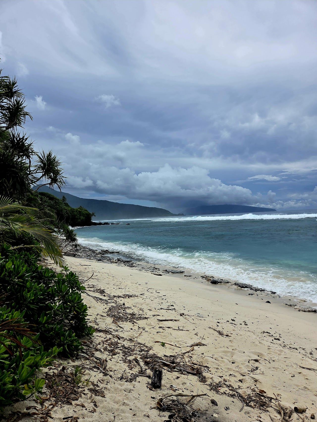 The empty white sand and reef of Ofu Beach in American Samoa