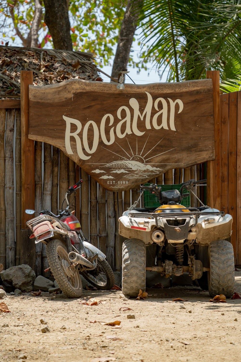 Beachfront bar seating on the sand at Rocamar in Santa Teresa Costa Rica