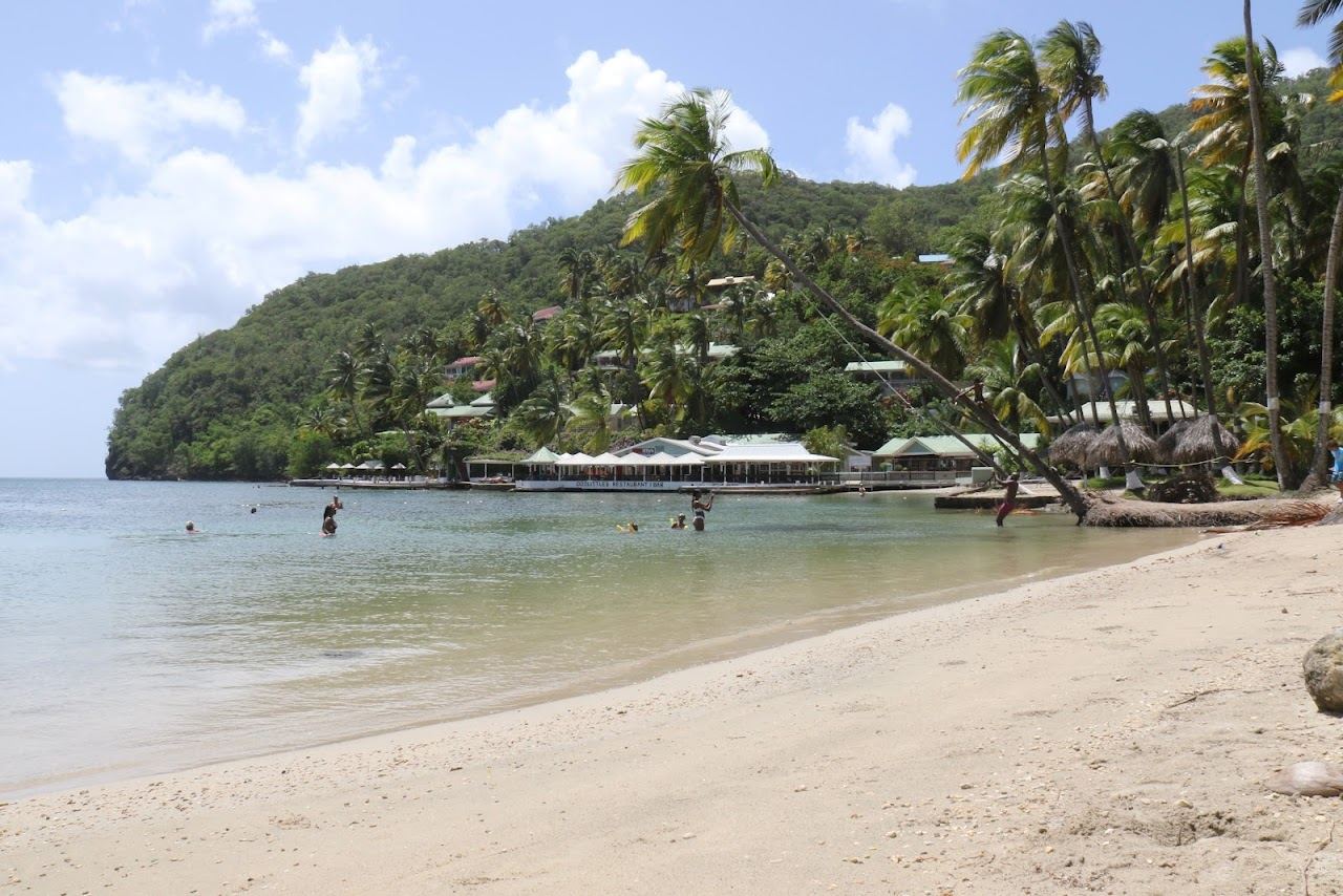 Flat clear sheltered water in a calm bay in St Lucia used for the calm water beaches guide on Beaches for Kings
