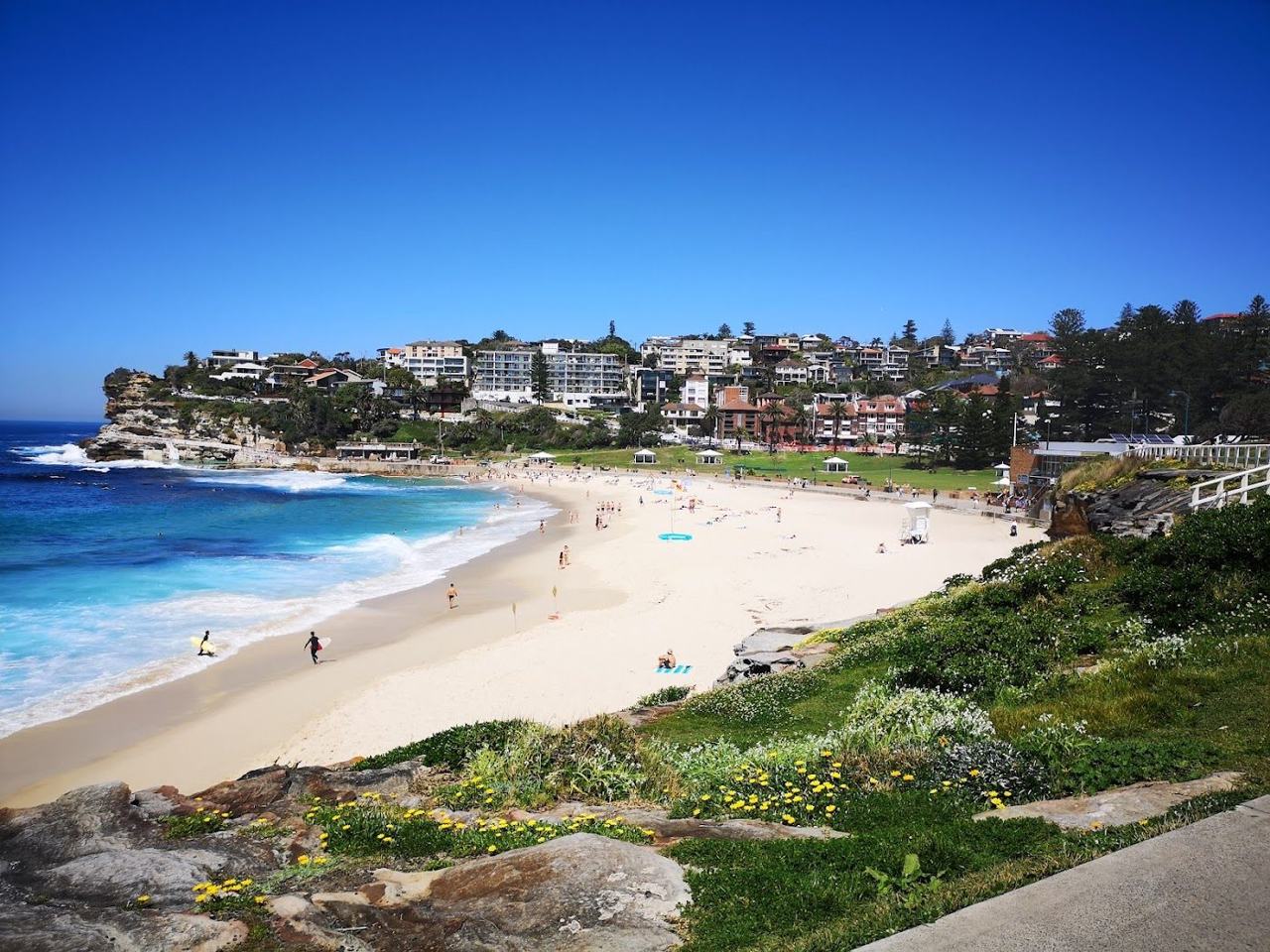 The compact surf beach and ocean pool at Bronte in Sydney