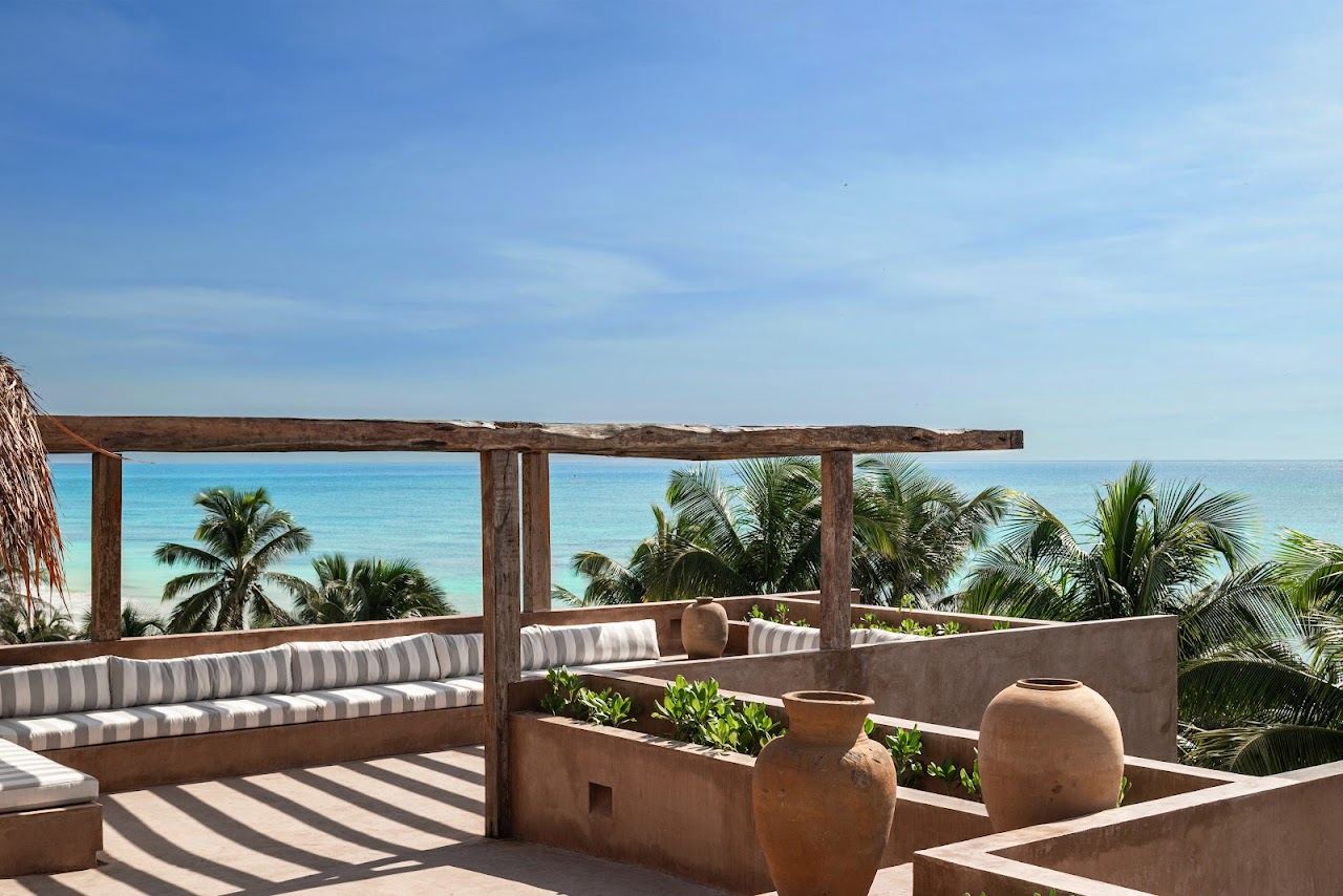 White sand and Caribbean water along the Tulum hotel zone beach near Boca Paila
