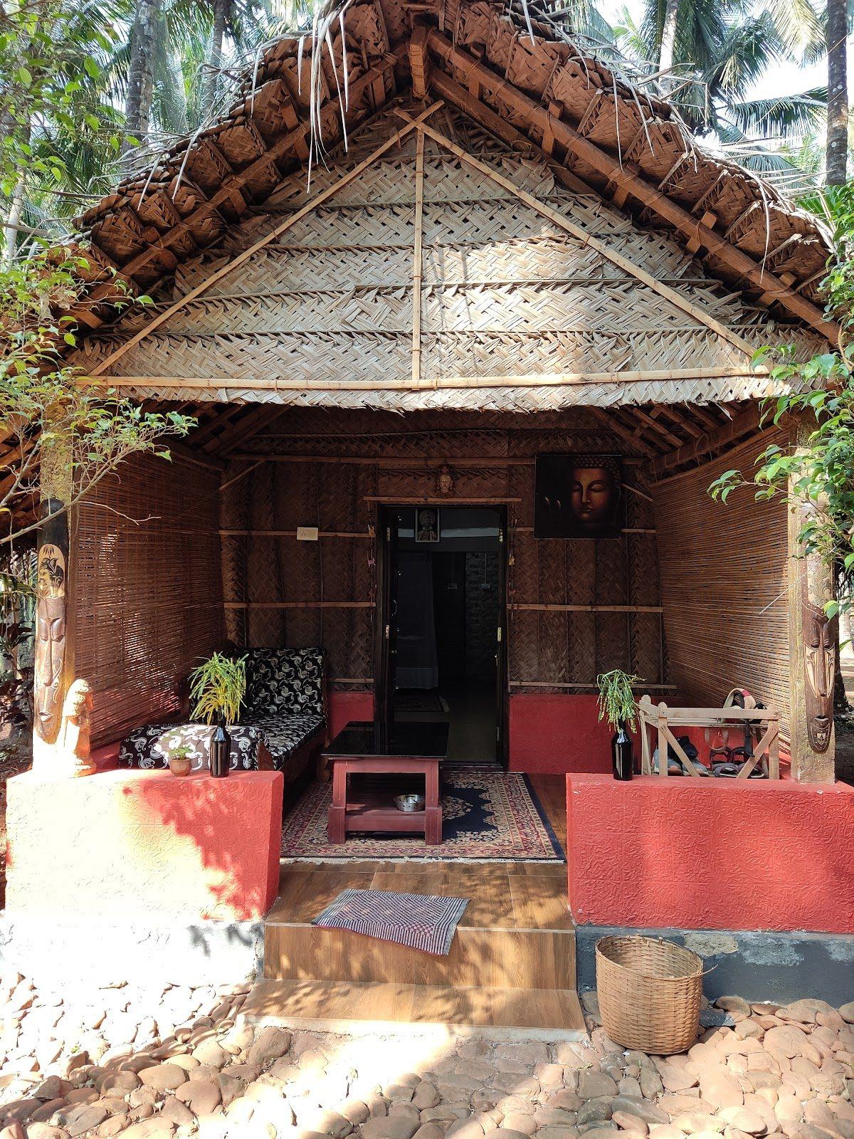 Palm fringed crescent of sand at Palolem in Goa