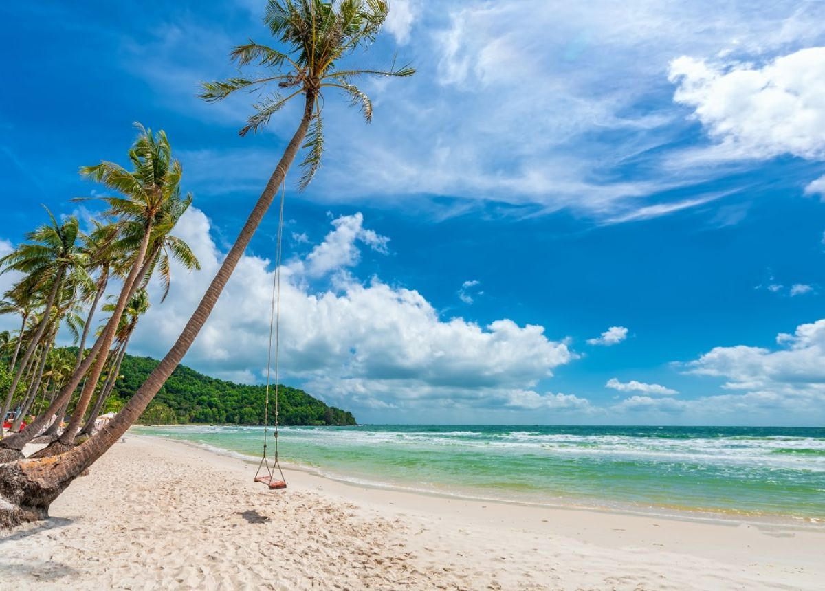 White sand and calm clear water at Sao Beach on Phu Quoc, Vietnam