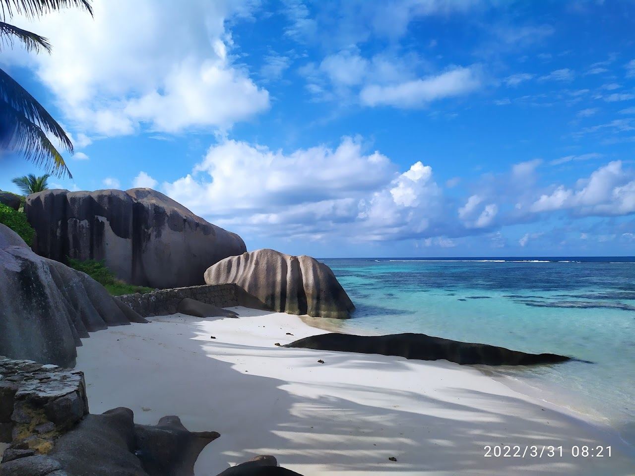Granite boulders and shallow clear water at Anse Source d Argent on La Digue in the Seychelles