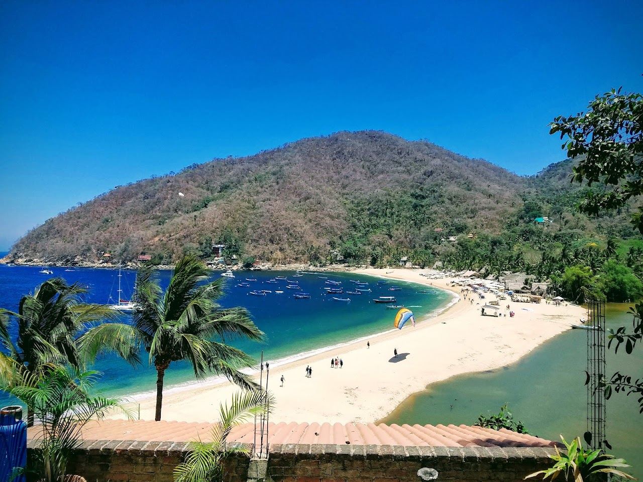 The sheltered village cove of Yelapa reached by boat south of Puerto Vallarta